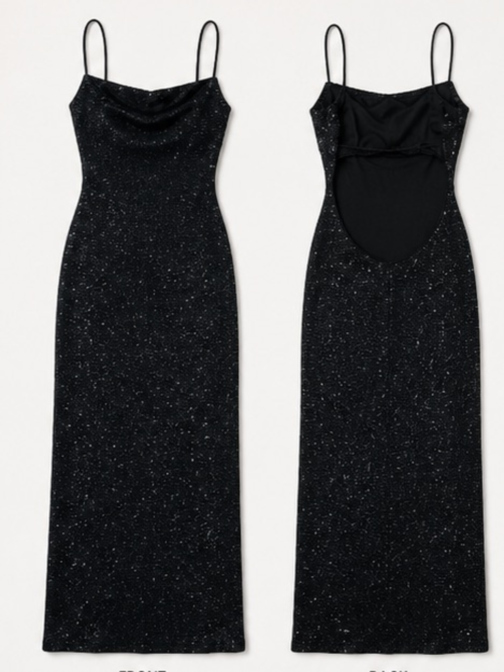 B Darlin Black Glitter Maxi Dress Size 4 Formal Evening Prom Sparkle Open Back